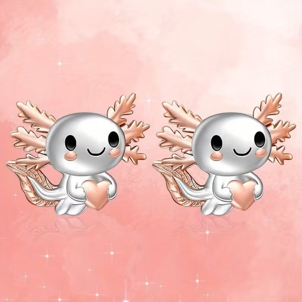 Adorable Pink Axolotl Salamander Earrings Z161